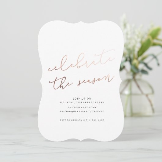 季節のパーティの招待状の//の金ゴールドホイルを祝って下さい 招待状 (スタンド正面)