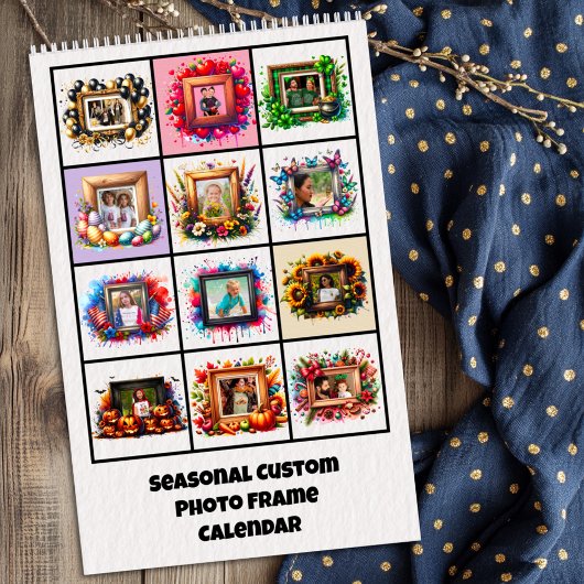 季節のフォトフレームカレンダー(写真差し替え可能) カレンダー