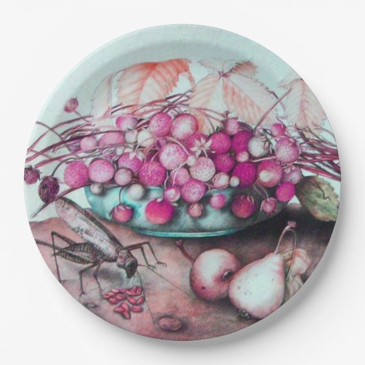 季節のフルーツいちご葉が実る ペーパープレート (正面)