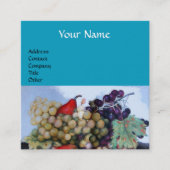 季節のフルーツのブドウと梨の鮮やかな青 スクエア名刺 (正面)