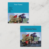 季節のフルーツのブドウと梨の鮮やかな青 スクエア名刺 (正面/裏面)