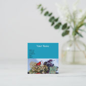 季節のフルーツのブドウと梨の鮮やかな青 スクエア名刺 (スタンド正面)