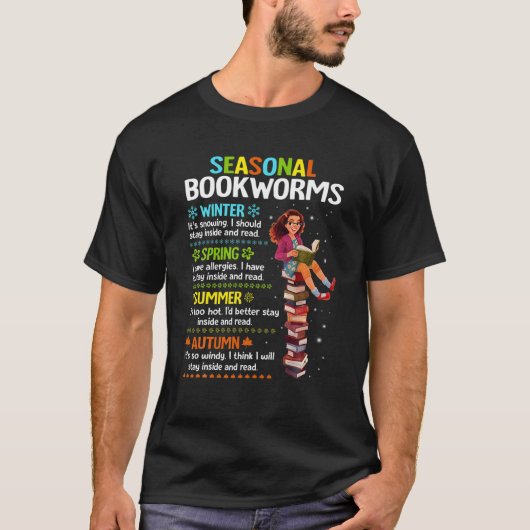 季節のブックワーム冬雪がインシ滞在 Tシャツ (正面)
