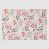 季節のホリーベリーポインセチアのパステルパターン 薄葉紙 (正面)