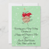 季節のボーブルファミリーフォトクリスマスフラット カード (裏面)