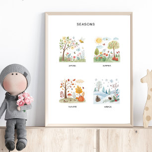 季節のポスター - 幼稚園学習アート ポスター