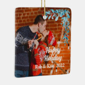 季節のモダンクリスマスのミスタントーの休日の写真 セラミックオーナメント (右)