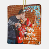 季節のモダンクリスマスのミスタントーの休日の写真 セラミックオーナメント (左)