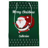 季節のモダンサンタクロースのメリークリスマス ミディアムペーパーバッグ (正面)