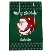 季節のモダンサンタクロースのメリークリスマス ミディアムペーパーバッグ (裏面)