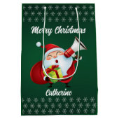 季節のモダンサンタクロースのメリークリスマス ミディアムペーパーバッグ (裏面)