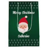 季節のモダンサンタクロースのメリークリスマス ミディアムペーパーバッグ (裏面)