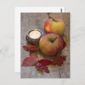 季節のロマンチックなオート葉マのリンゴはまだ生活 ポストカード (正面/裏面)