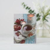 季節のロマンチックな自然の赤い果実がまだ生きている ポストカード (スタンド正面)