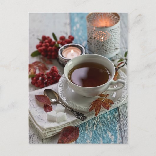 季節のロマンチックな自然の赤い果実がまだ生きている ポストカード (正面)