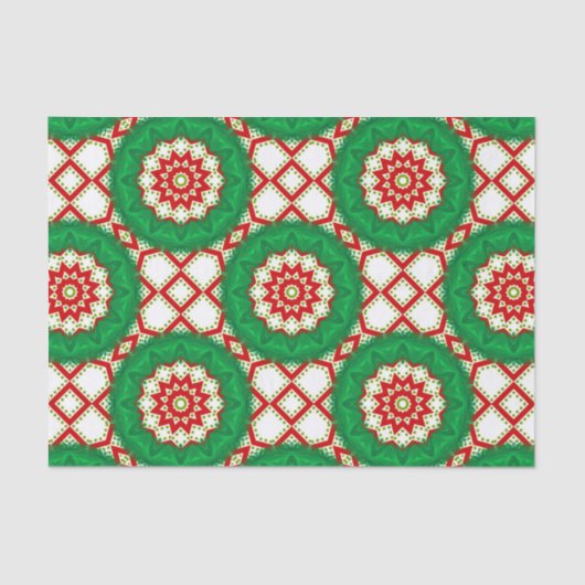 季節の上品なクリスマスモザイクの幾何学的パターン 薄葉紙 (正面)