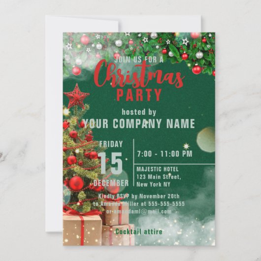 季節の企業のクリスマスパーティの招待状 (正面)
