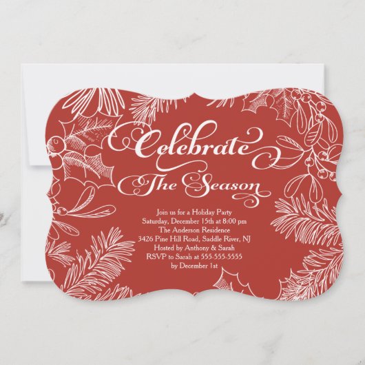 季節の休日のパーティの招待状を祝って下さい 招待状 (正面)
