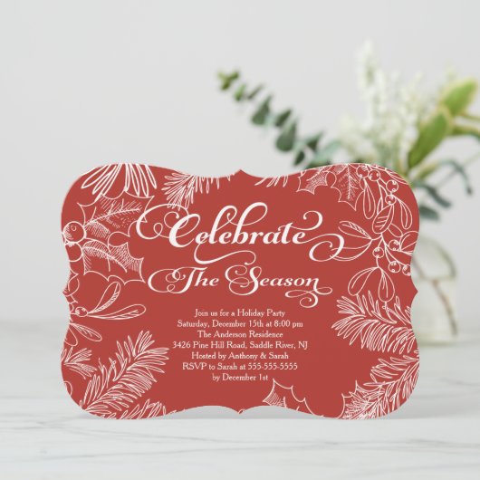 季節の休日のパーティの招待状を祝って下さい 招待状 (スタンド正面)