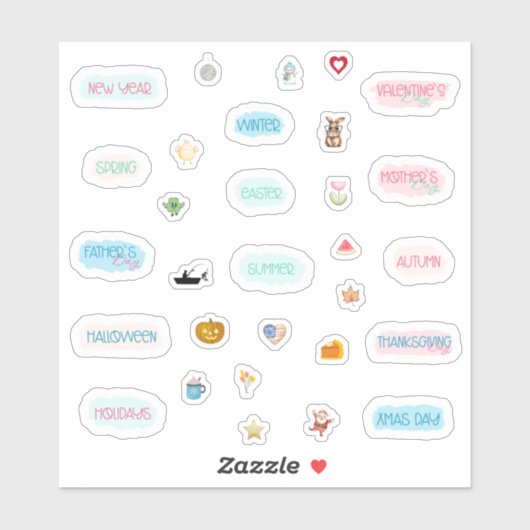 季節の休日プランナーと箇条書き仕訳帳 シール (シート)