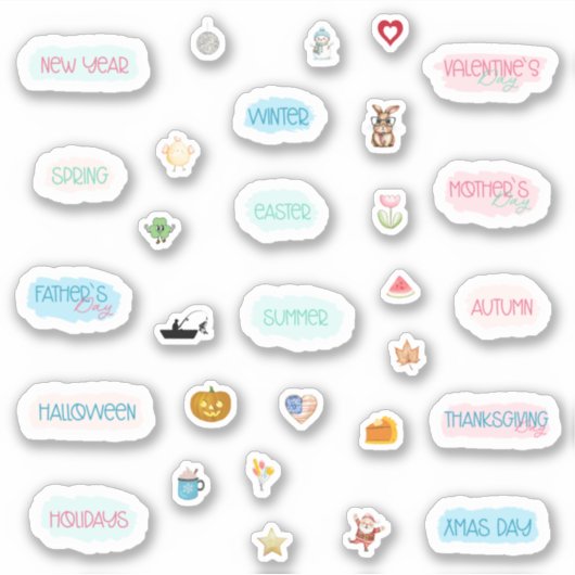 季節の休日プランナーと箇条書き仕訳帳 シール (正面)