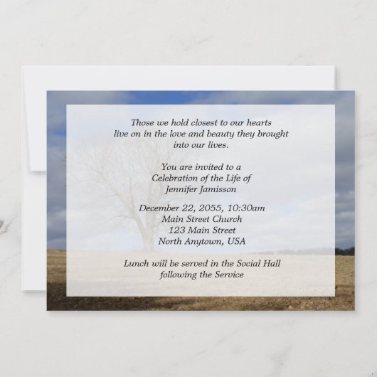 季節の全てに対する生命のお祝い 招待状 (裏面)