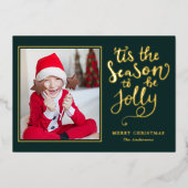 季節の喜びを祝う 編集可能なカラー写真 箔シーズンカード (正面)