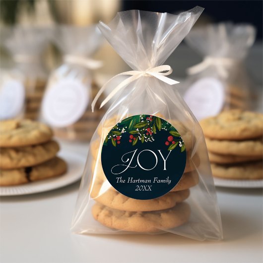 季節の喜びパーソナライズドクリスマスホリデー ラウンドシール