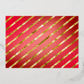 季節の喜び家族の写真クリスマスリース赤 箔シーズンカード (裏面)