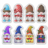 季節の小人と小さな赤いトラックのステッカー シール (正面)