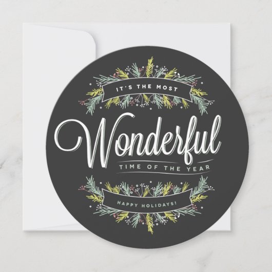 季節の小枝のラウンドホリデー写真カード シーズンカード (正面)