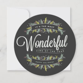 季節の小枝 ラウンド ホリデー フォト カード