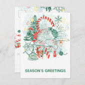 季節の挨拶すべてをクリスマスレッドグリーン シーズンポストカード (正面/裏面)