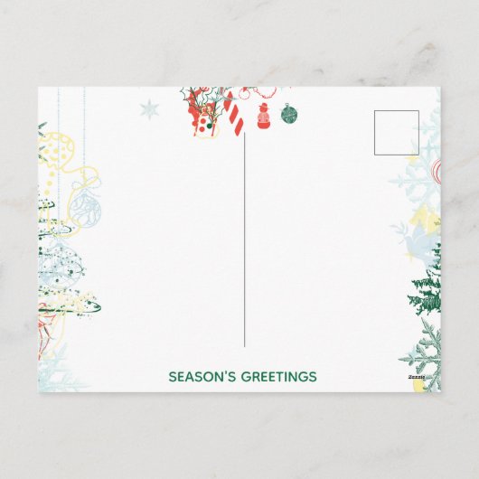 季節の挨拶すべてをクリスマスレッドグリーン シーズンポストカード (裏面)