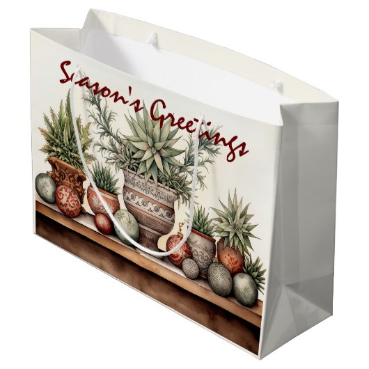 季節の挨拶でクリスマスの汁を吸う ラージペーパーバッグ (裏面アングル)