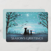 季節の挨拶と冬の夕日の個人用設定 シーズンカード (正面/裏面)