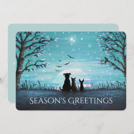 季節の挨拶と冬の夕日の個人用設定 シーズンカード (正面/裏面)