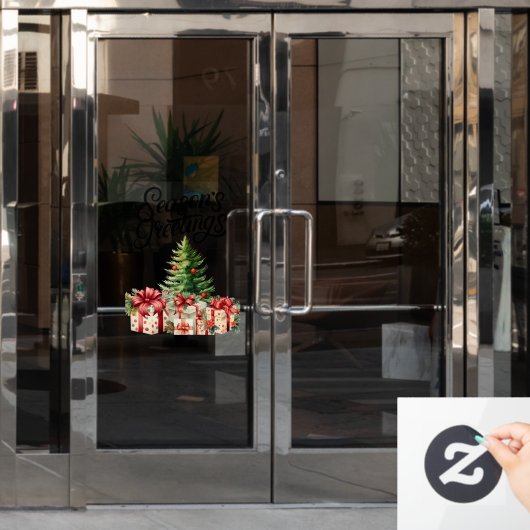 季節の挨拶のクリスマス ウィンドウサイン (オフィスドア)