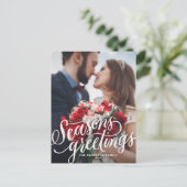 季節の挨拶のチョークのレタリングの写真の休日 シーズンポストカード (スタンド正面)