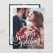 季節の挨拶のチョークのレタリングの写真の休日 シーズンポストカード (正面/裏面)