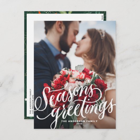 季節の挨拶のチョークのレタリングの写真の休日 シーズンポストカード (正面/裏面)