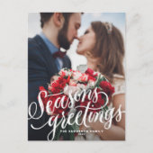 季節の挨拶のチョークのレタリングの写真の休日 シーズンポストカード (正面)