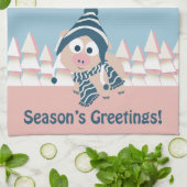 季節の挨拶のブタ キッチンタオル (折り畳み)