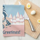 季節の挨拶のブタ キッチンタオル (四つ折り)