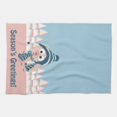 季節の挨拶のブタ キッチンタオル (横)