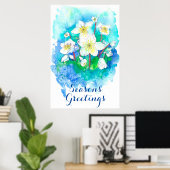 季節の挨拶のヘレボアのクリスマスフラワー ポスター (ホームオフィス)