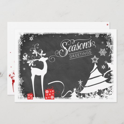 季節の挨拶の休日カード|フェイクな黒板 シーズンカード (正面/裏面)