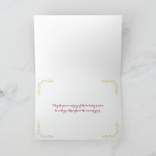 季節の挨拶の休日カード|赤、フェイクな金ゴールド シーズンカード (内部)