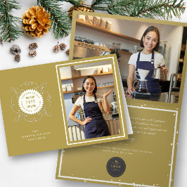 季節の挨拶の円のシールの休日の写真カード シーズンカード