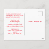 季節の挨拶の写真ストライプクリスマス シーズンポストカード (裏面)